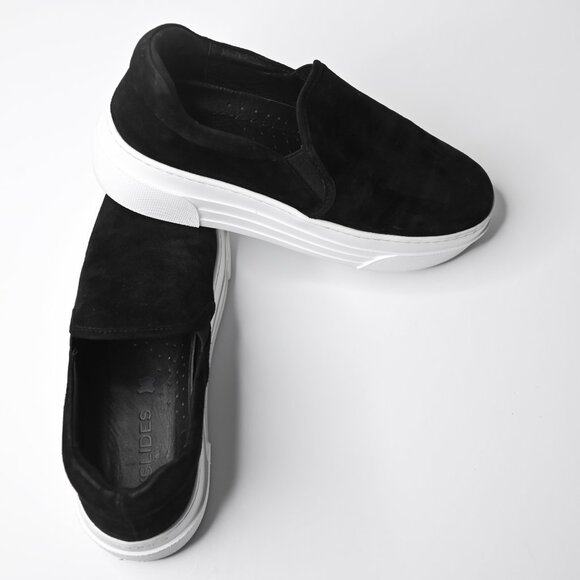J SLIDES NYC Women's Black Silk Suede Aileen Slip On Platform Sneakers - Size 9 - Picture 10 of 14